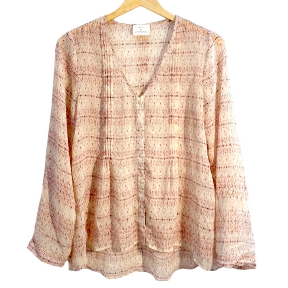 Urban Outfitters Pins & Needles Ivory White & Multicolor Print Blouse, Size M